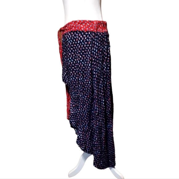 xhilaration M Maxi Skirt High Low Red Blue Floral Western. Dimensions wa… - Picture 4 of 5